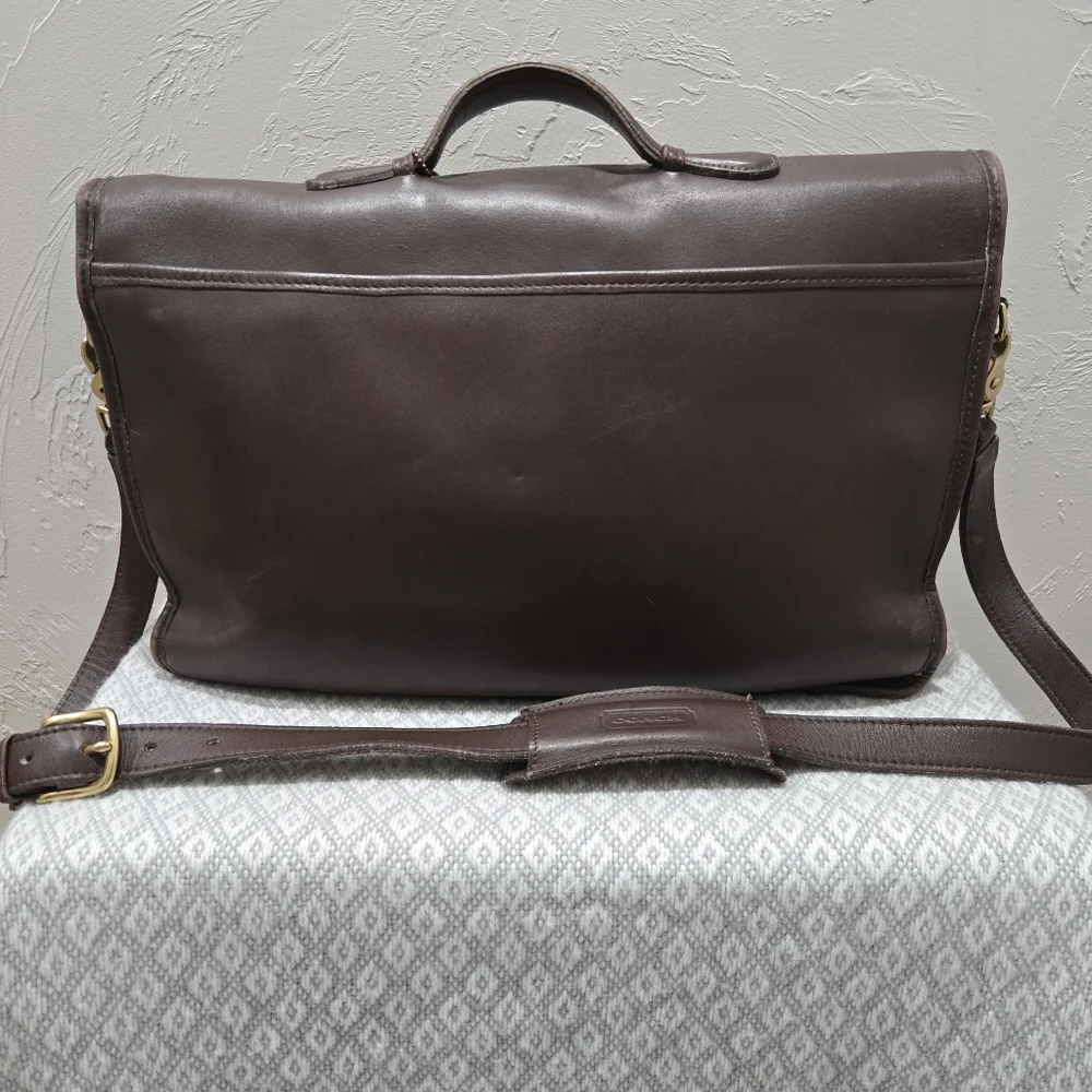 Coach Chocolate Brown Leather Crossbody Satchel - Picture 3 of 4